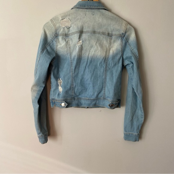 U2B light wash distressed stretch crop denim jean jacket - Small - Picture 16 of 16
